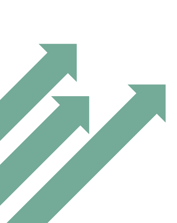 Three upward green arrows on black background.