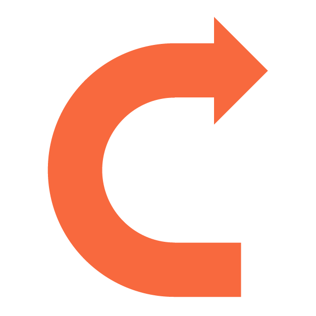 Orange arrow forming a circular shape.
